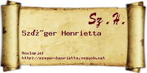 Száger Henrietta névjegykártya