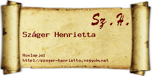 Száger Henrietta névjegykártya